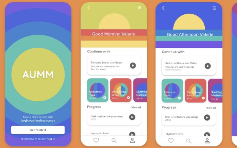 AUMM meditation app screens
