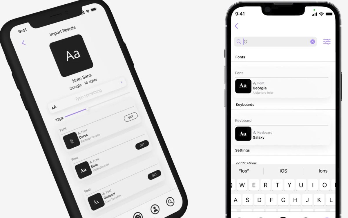 Fontsy app screens